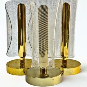 Luxury Golden LED Table Lamp Set | Vintage Style Decorative Light | Crystal-Effect Acrylic Panel Lamp