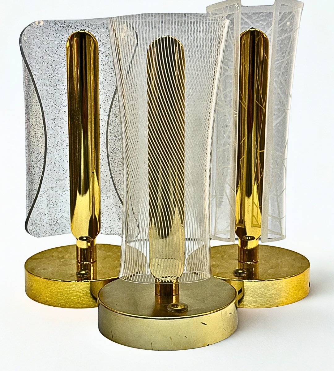 Luxury Golden LED Table Lamp Set | Vintage Style Decorative Light | Crystal-Effect Acrylic Panel Lamp