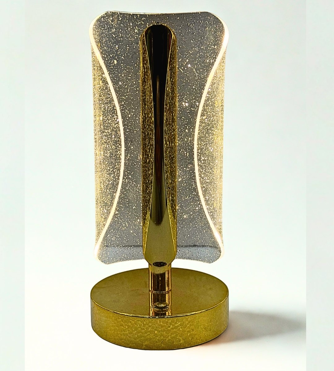 Luxury Golden Wave LED Crystal Lamp – Modern Ambient Night Light for Bedroom & Home Décor
