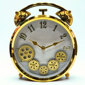 Golden Gear Design Table Clock