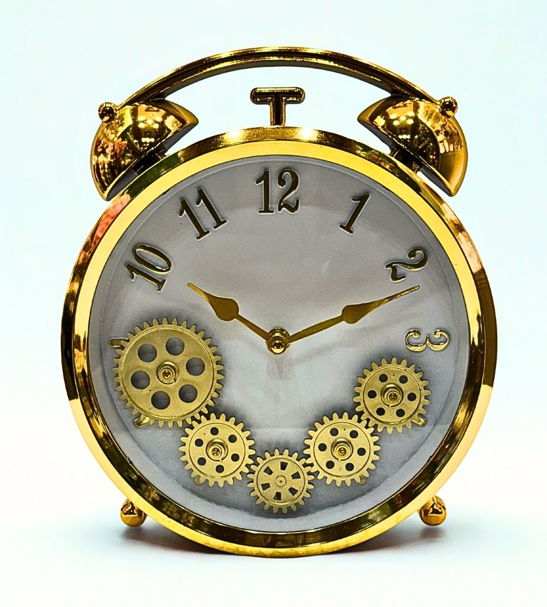 Golden Gear Design Table Clock