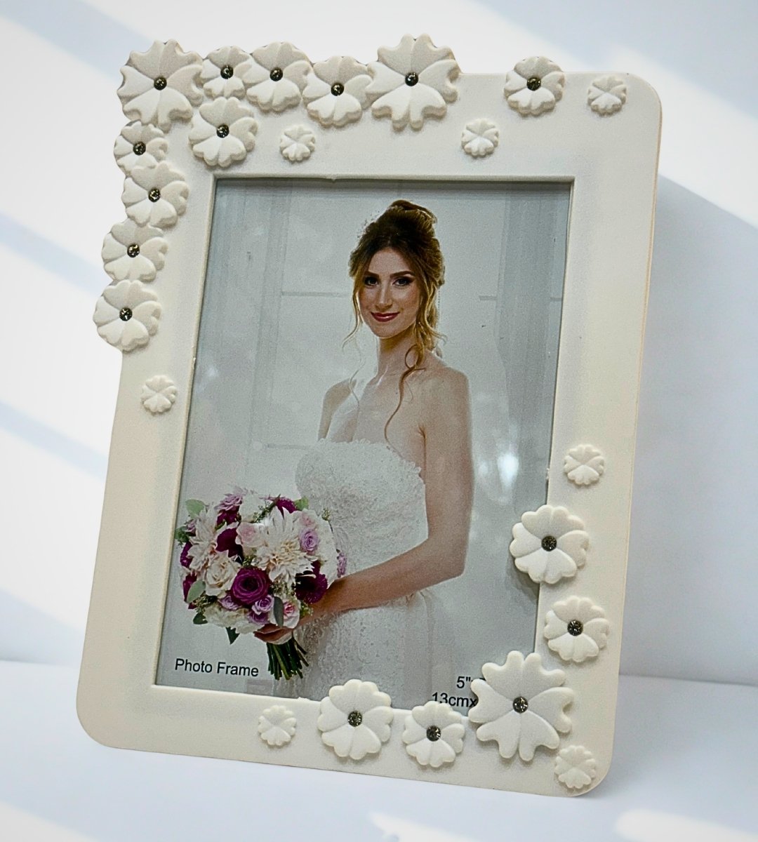 White Floral Photo Frame
